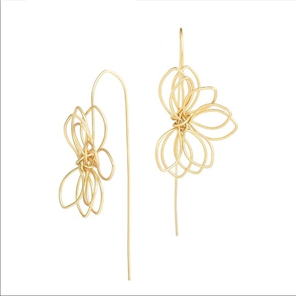 Twisted Flower Drop Threader Earrings - Picture 1 of 3